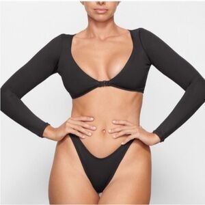 SKIMS Recycled Swim Long Sleeve Swim Shrug in Chrome